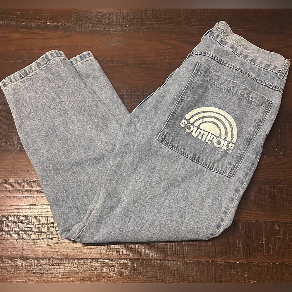 SouthPole Vintage Y2K Baggy Blue Jeans Vtg Size 36 X 30 Skater Straight Leg Fit